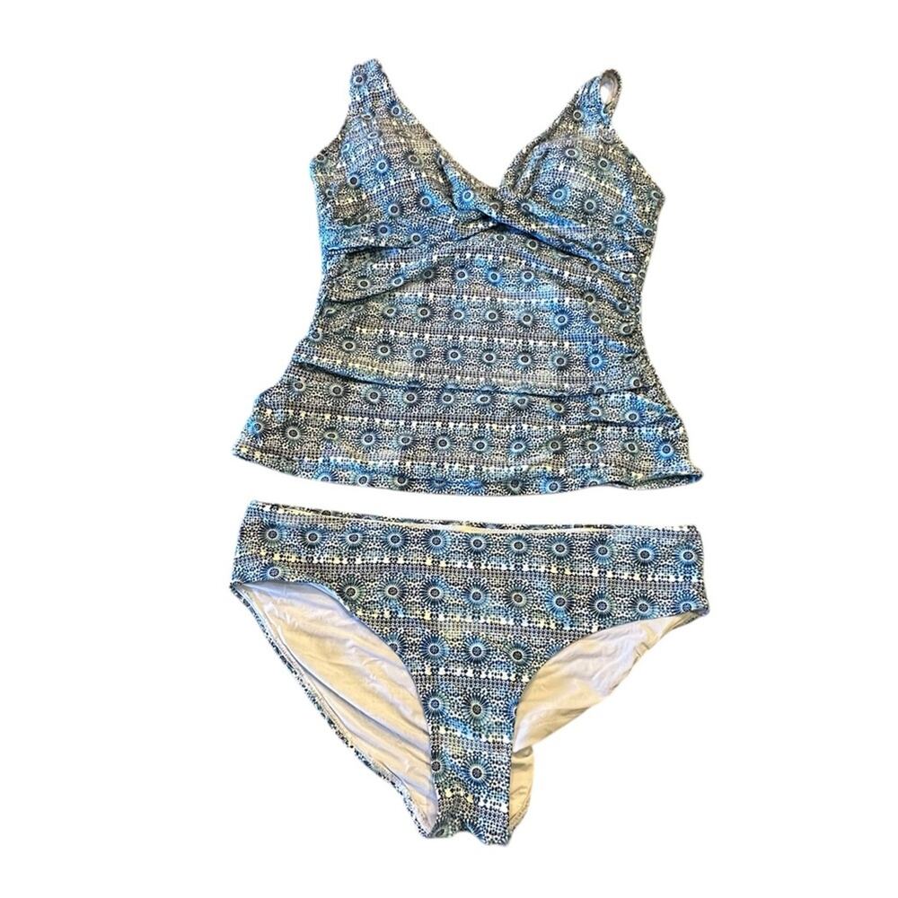 Blue Patterned Tankini Bikini Set - Women Swim Bikini